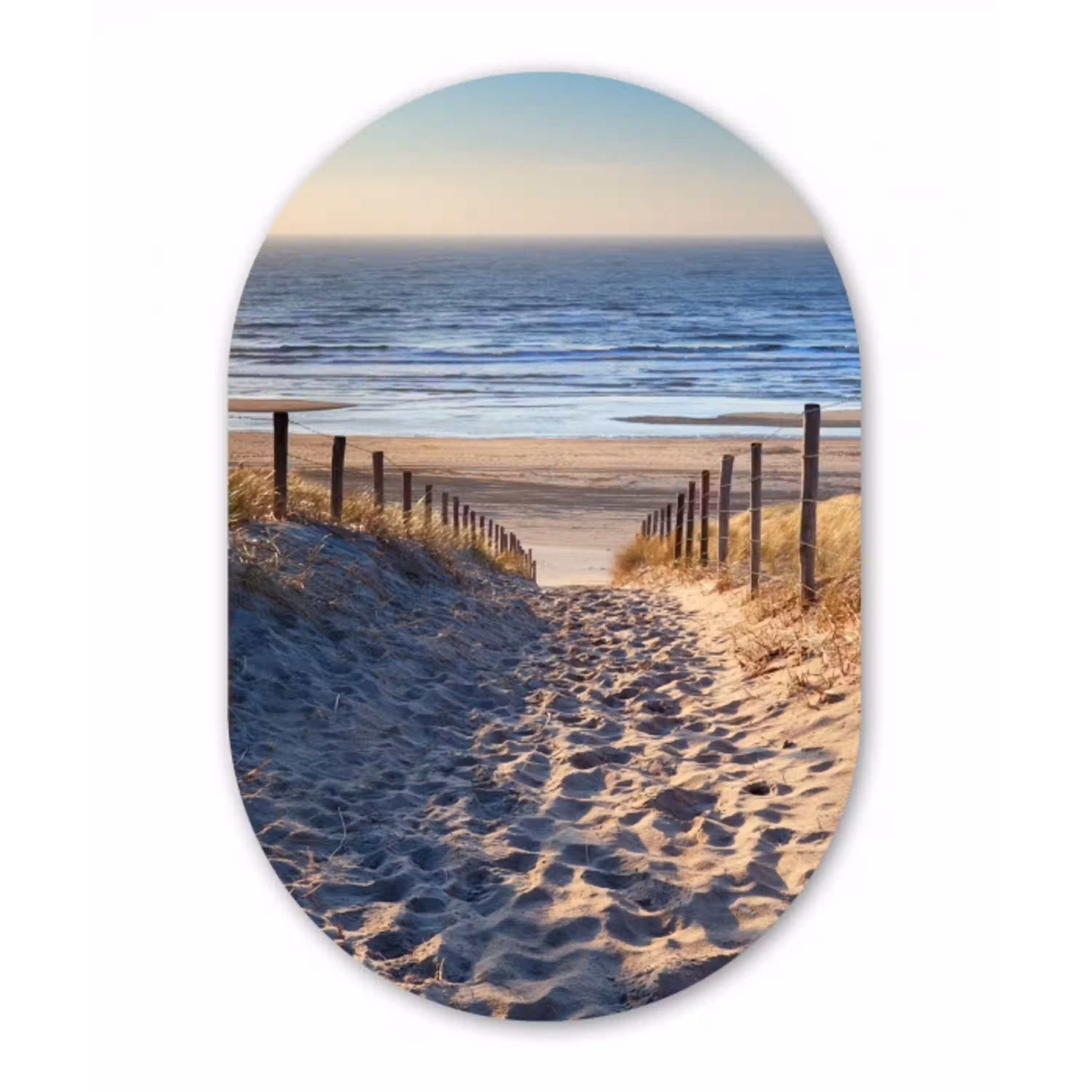 Strand - Zee - Nederland - Duinen - Zon Wandcirkel Ovaal Forex klein -3d