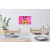 Konijn - Felroze - Sjaal - Abstract Muursticker klein -eettafel