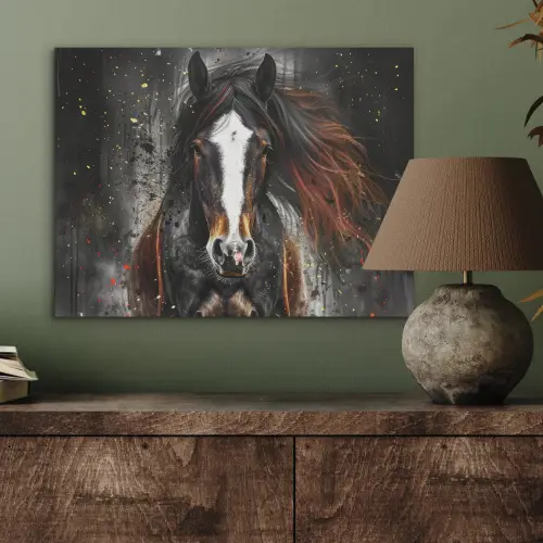 Paard - Dieren - Zwart - Luxe - Modern PET vilt klein -sfeer2