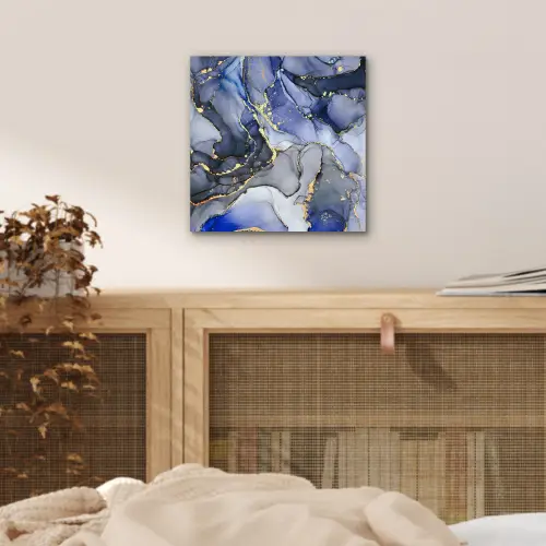 Marmer - Goud - Abstract - Blauw aluminium wit klein -sfeer3