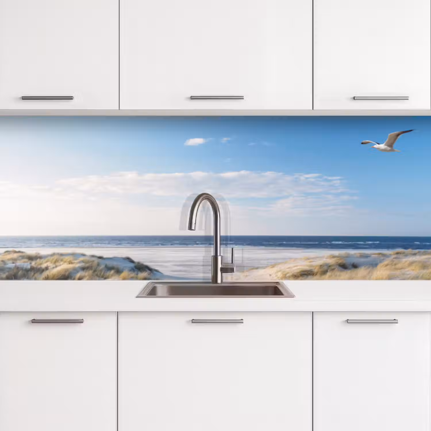 Küchenrückwand - Düne - Möwe - Strand - Meer - Sonne