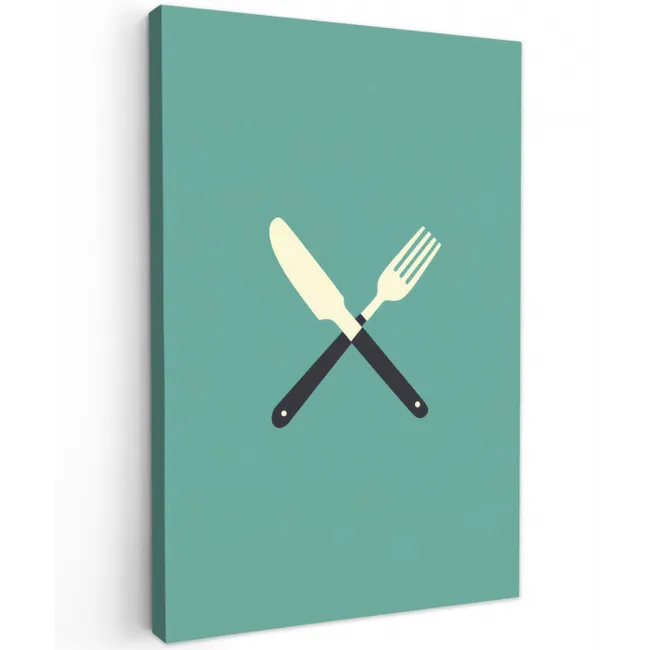 Illustratie - Blauw - Bestek Tuinposter op houten frame 2 cm dik middel -3d