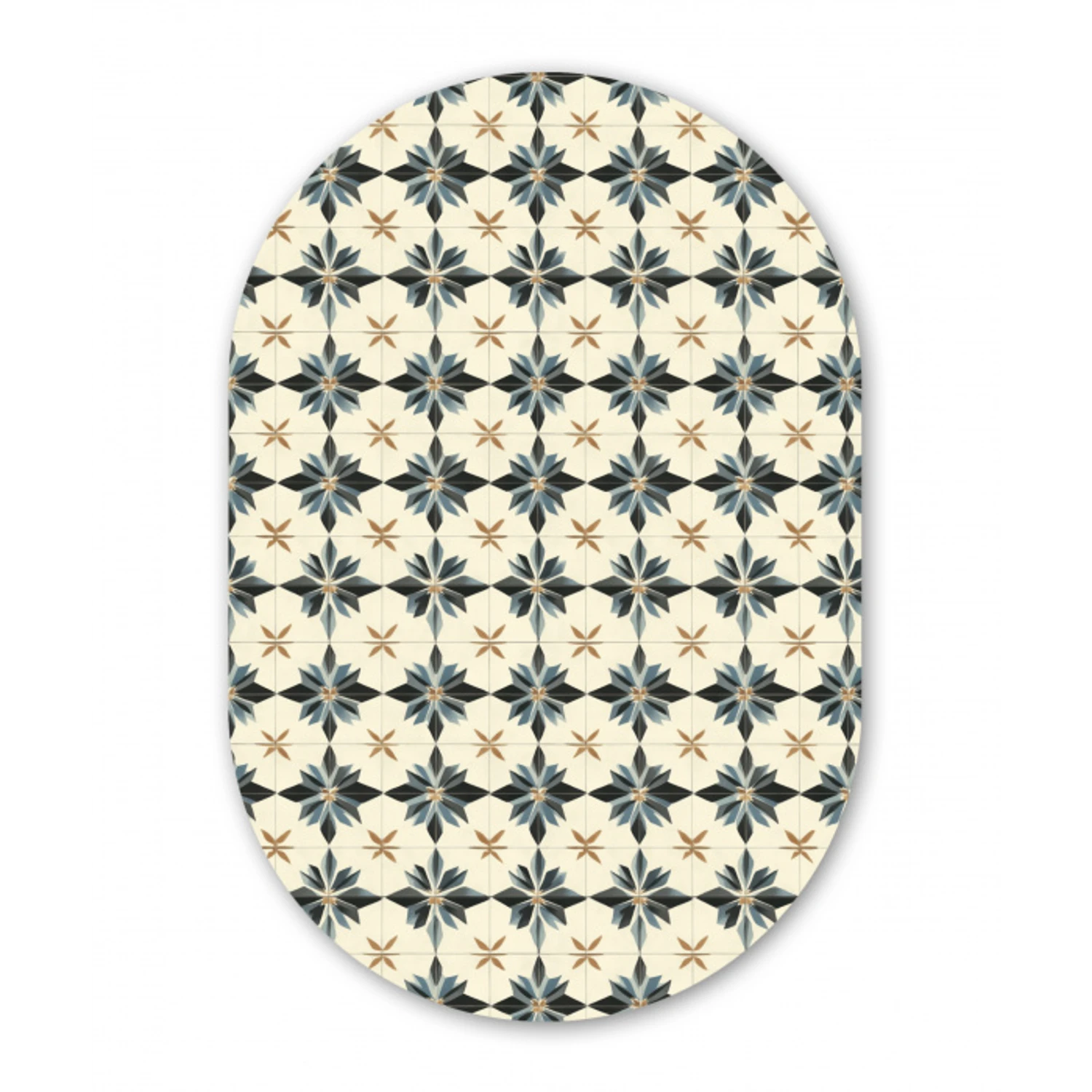 Sierlijk - Ornament - Blauw Wandcirkel Ovaal Aluminium middel 839 -3d