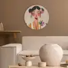 Vrouw - Bloemen - Pastel Akoestische PET Vilt - Rond klein -sfeer1
