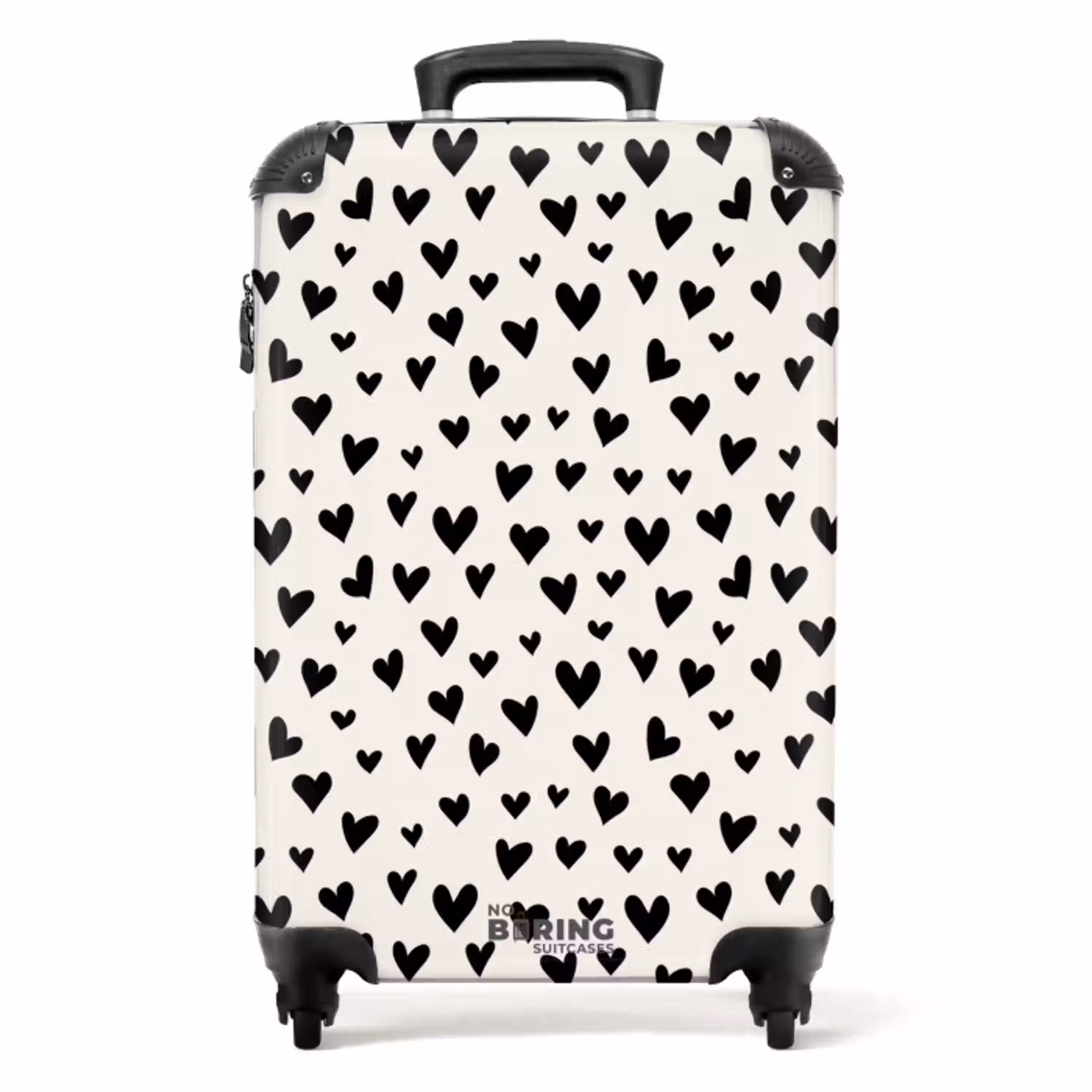 Valentijn harten patroon zwart NBS - Handbagage koffer - Kinderen Unisex middel -productfoto_recht
