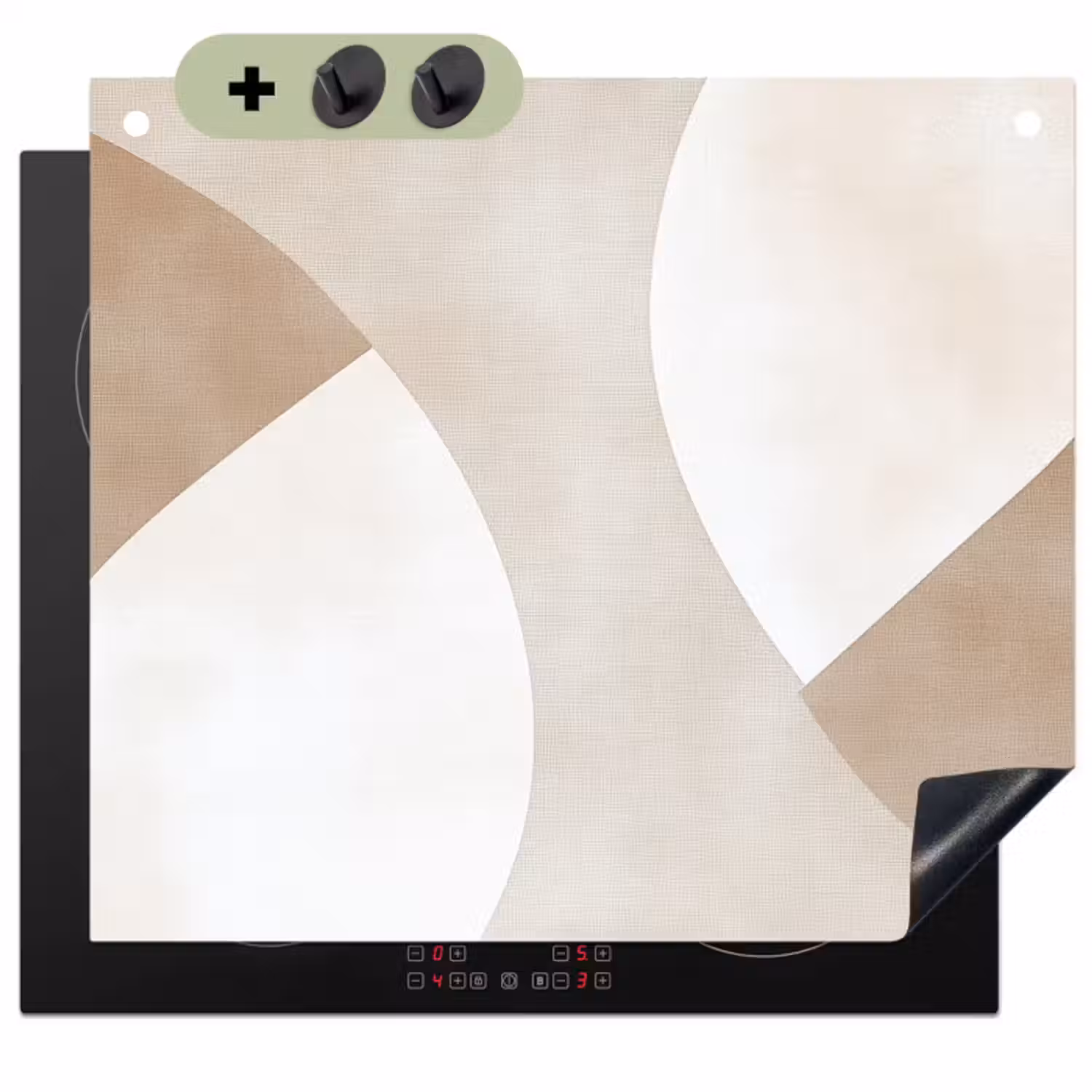 Inductie beschermer en spatscherm (2in1) - Bruin - Japandi - Abstract