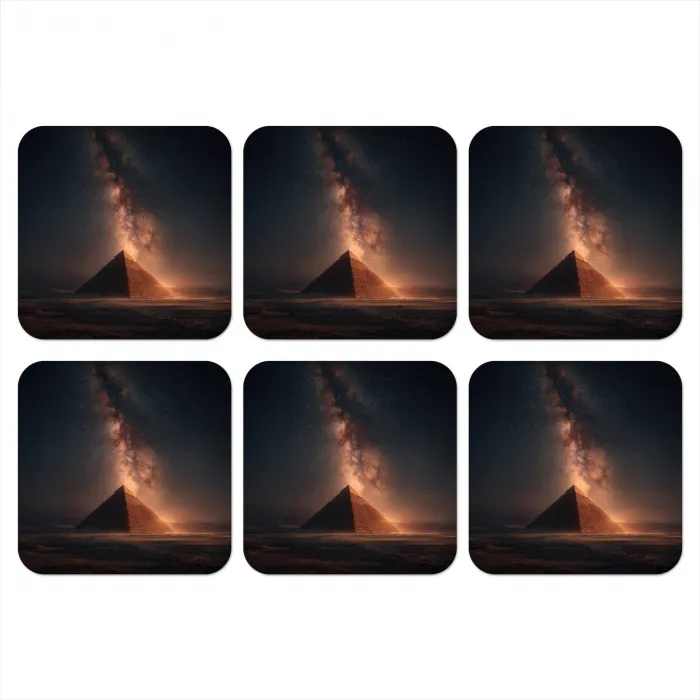 Piramide - Woestijn - Licht onderzetter kurk middel -3d