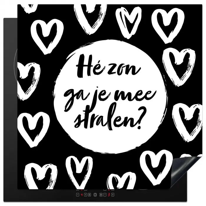Quotes - Hé zon, ga je mee stralen? - Tekst - Zon - Zomer Inductie beschermer vinyl 3mm middel -3d