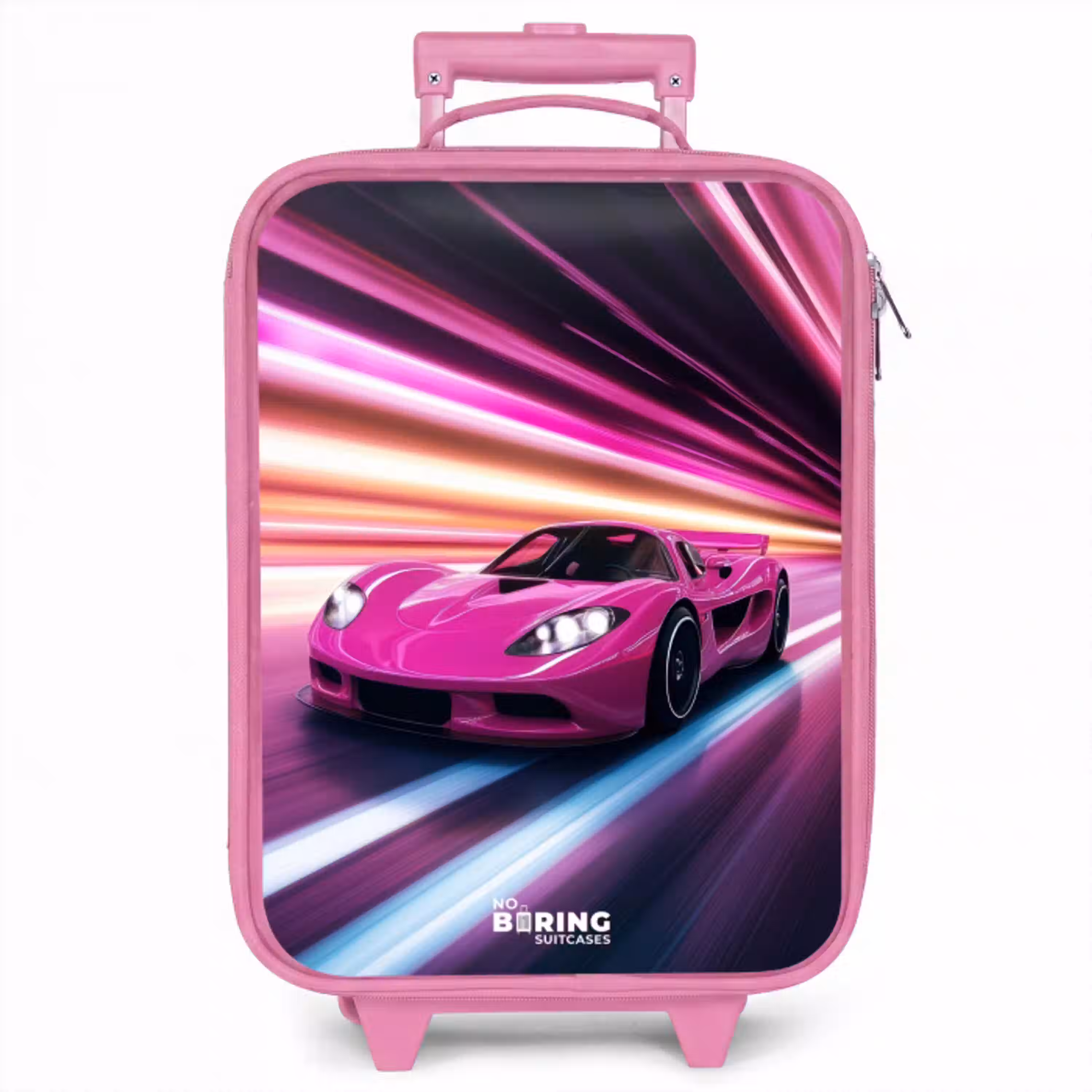 Roze raceauto flitst door neonlicht Kinderkoffer - Roze klein -zzz_website3d