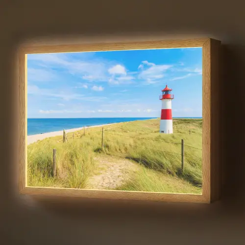 Vuurtoren - Duinen - Strand - Zee - Zomer Light Box met batterij (Wandlamp) middel -z3d_website