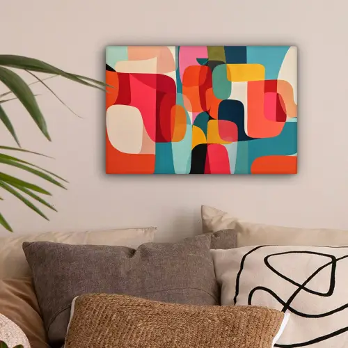 Vormen - Kleurrijk - Abstract - Vlakken canvas 2cm klein -sfeer1