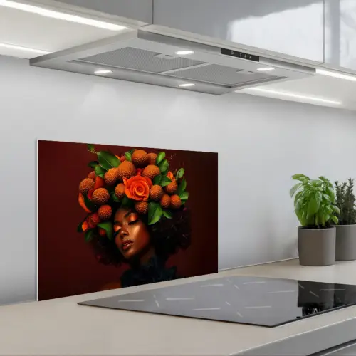 Vrouw - lychee - exotisch keuken achterwand spatscherm klein -3d_schuin