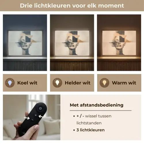 Goud - Vrouw - Rechthoeken Light Box met batterij (Wandlamp) middel -USP_lichtkleurNL