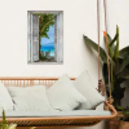 Uitzicht op een tropisch paradijs tuinposter los doek klein -sfeer7