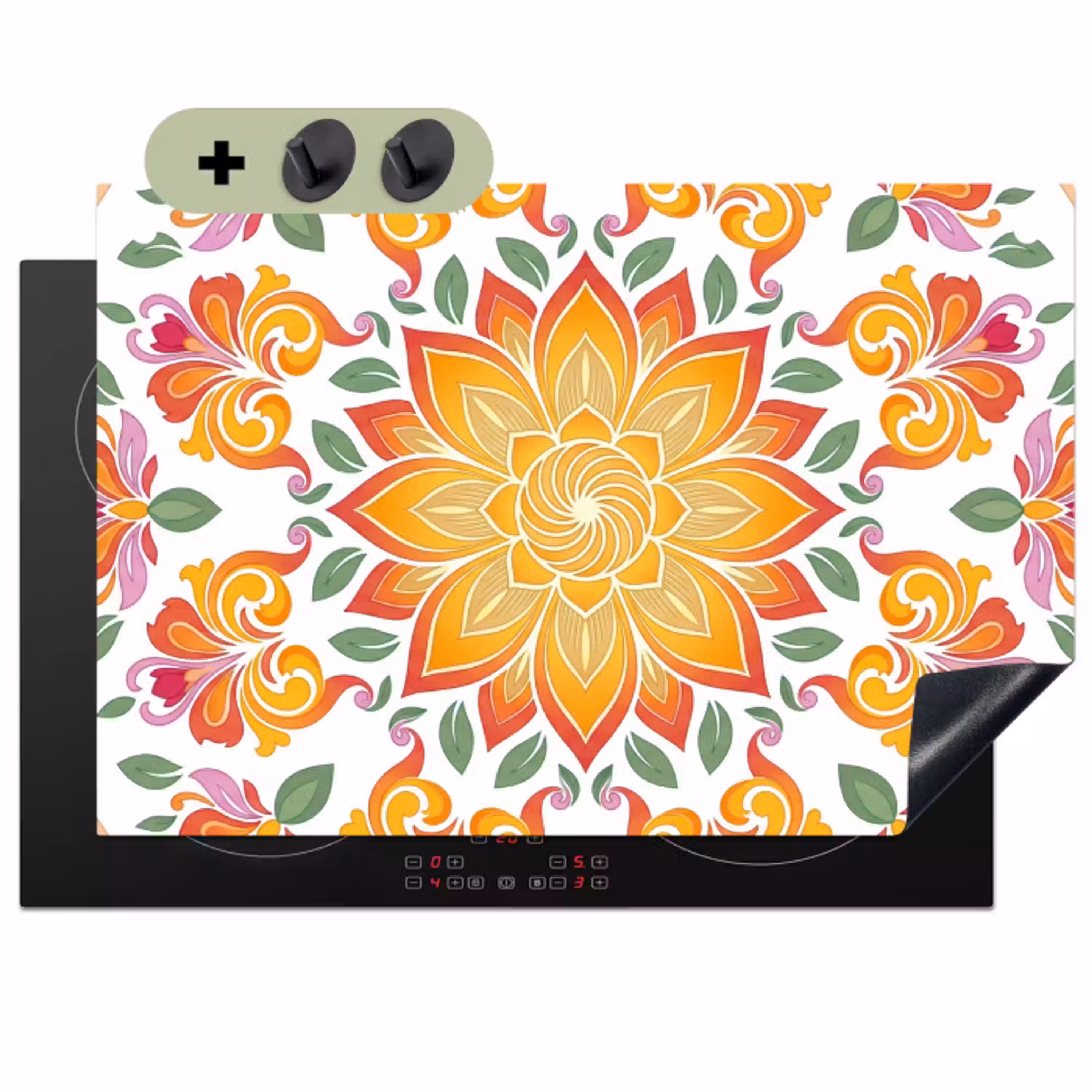 Mandala - Bloemen - Decoratie - Kleurrijk - Abstract Inductie beschemer met haakjes klein -3d