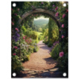 Doorkijk - Bloemen - Natuur - Rozenboog tuinposter los doek klein -3d