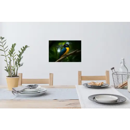 Vogel - Tak - Geel - Bladeren Muursticker klein -eettafel