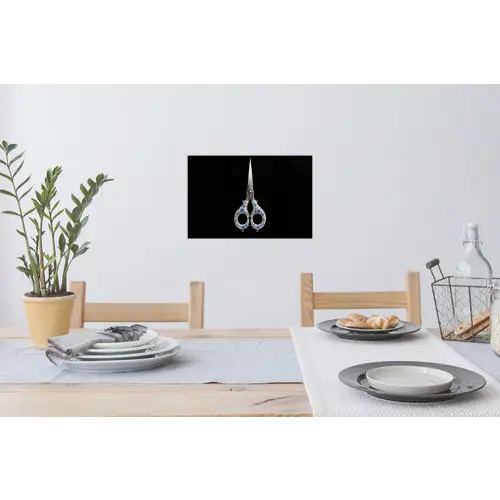 Schaar - Delfts blauw - Zwart Muursticker klein -eettafel