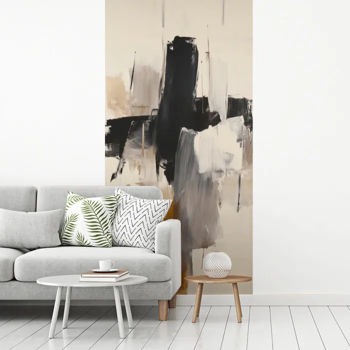 Penseelstreken - Ruw - Abstract - Beige fotobehang vinyl groot -woonkamer