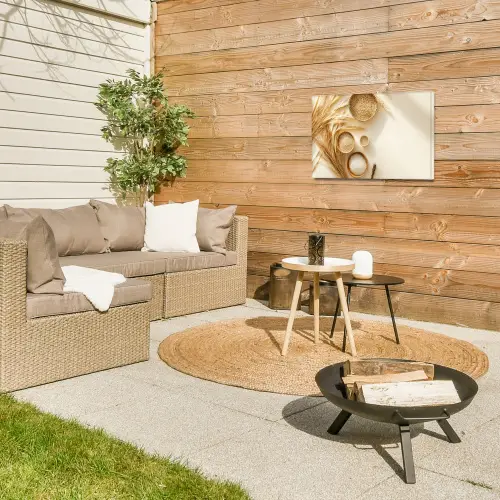 Granen - Hout - Kom - Beige Tuinposter op houten frame 2 cm dik klein -sfeer2