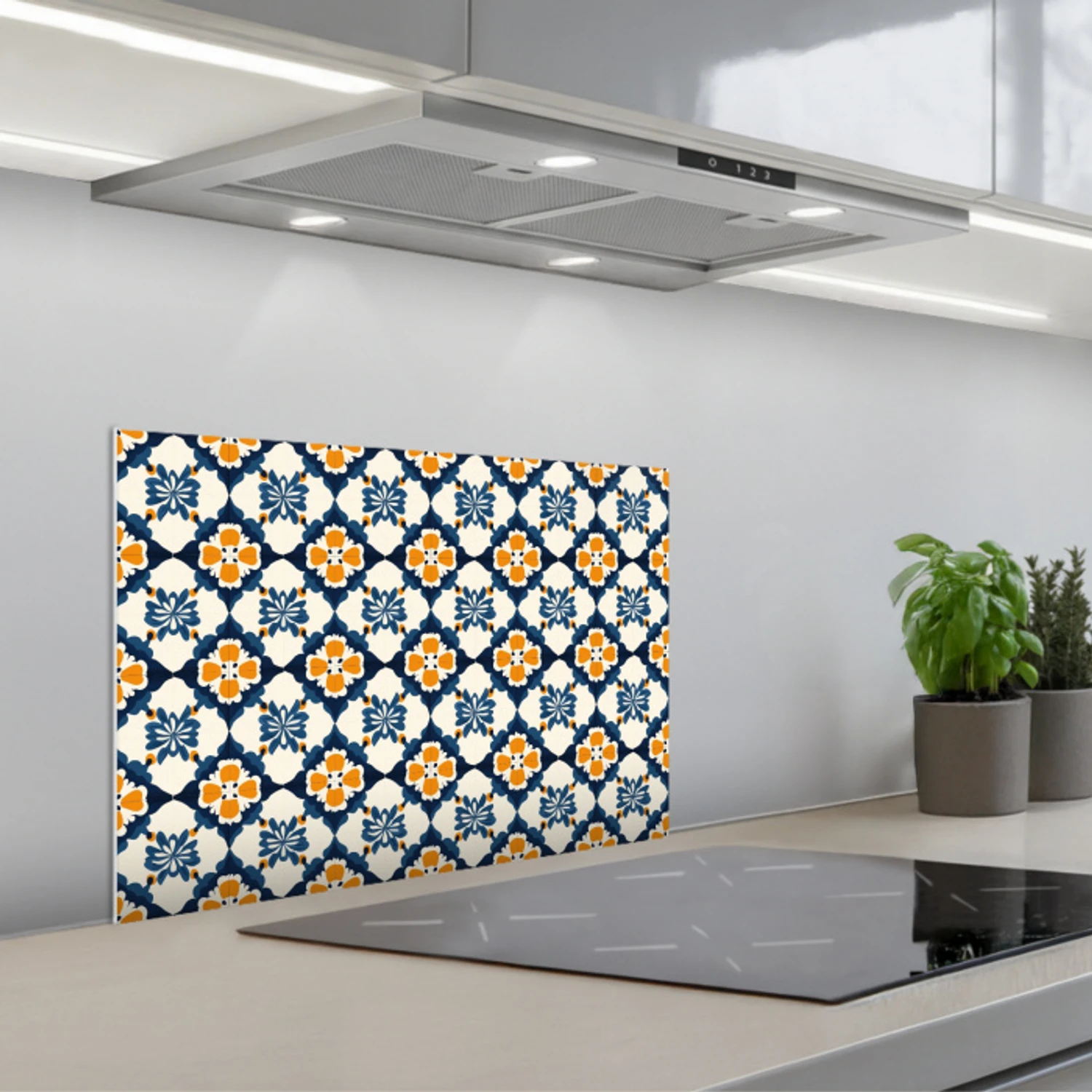 Klassiek - Geometrisch - Blauw keuken achterwand spatscherm klein 900 -3d_schuin