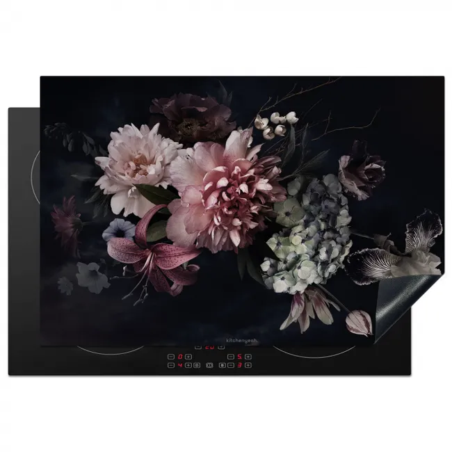 Bloemen - Vintage - Roze Inductie beschermer vinyl 3mm klein -3d