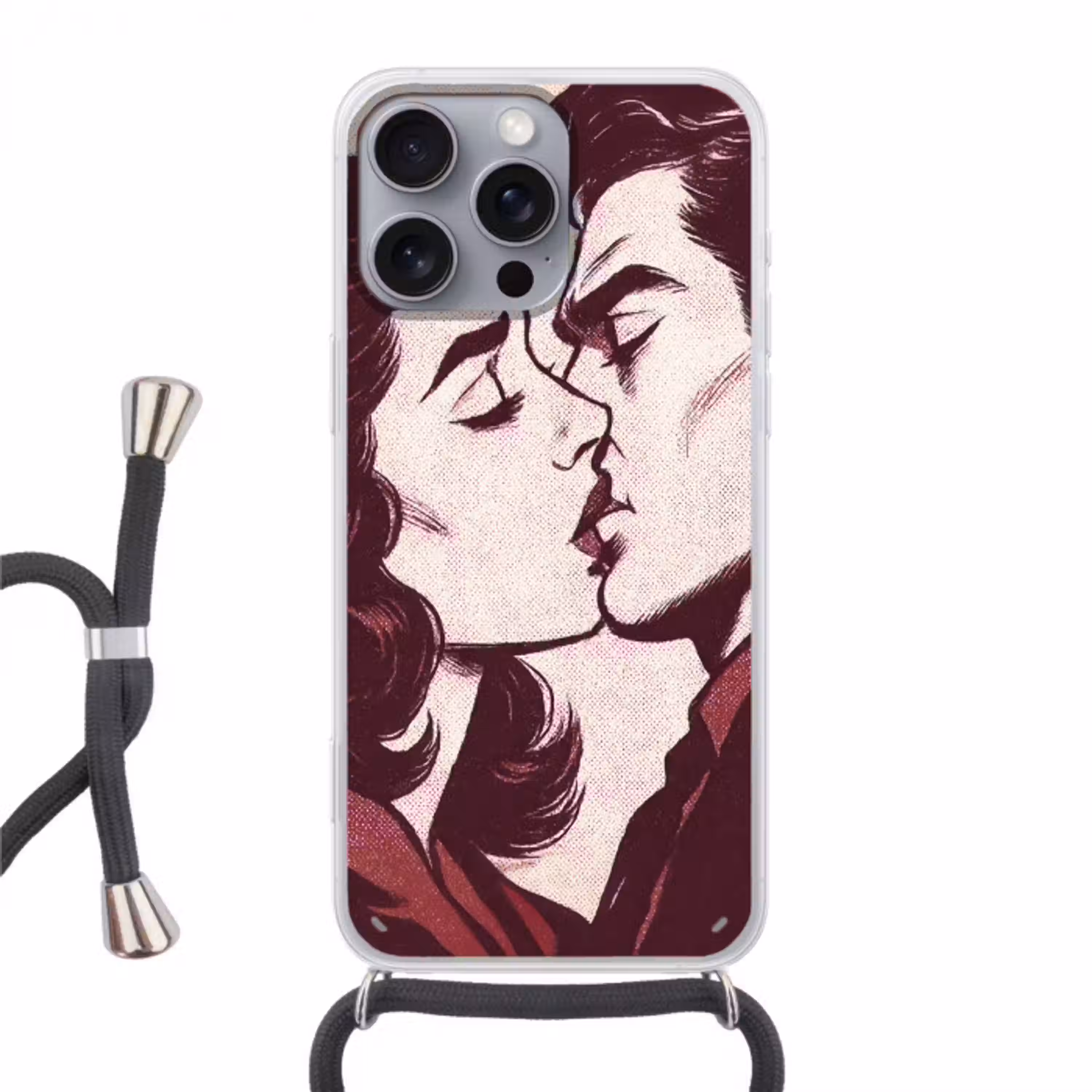 Kussen - Personen - Retro - Bordeaux Hoesje iPhone 16 Pro Max met koord klein -3d