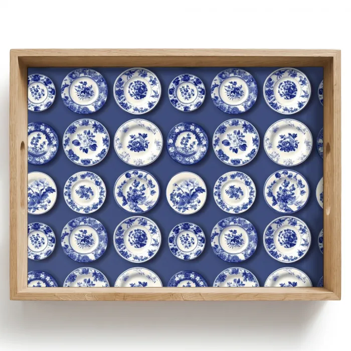 Borden - Floraal - Blauw Dienblad Rechthoek middel 911 -z3d_shopping