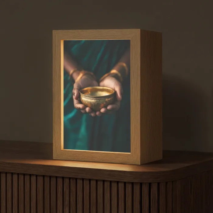 Goud - Kom - Blauw Light Box met kabel (Tafellamp) klein -z3d_website