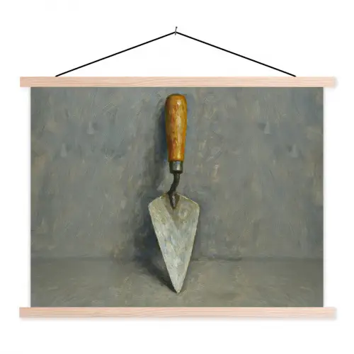 Troffel - Verf - Gereedschap textielposter latten blank klein -3d