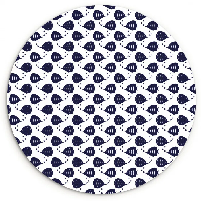Oceaan - Vis - Blauw - Wit Wandcirkel plexiglas klein 852 -3d