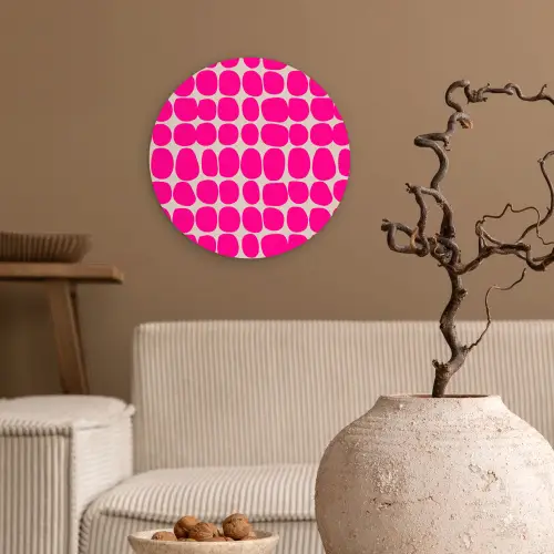 Stippen - Patroon - Roze Wandcirkel kunststof plaat 5mm dik klein 188 -sfeer1