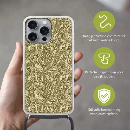 Abstract - Marmer - Groen Hoesje iPhone 16 Pro Max met koord klein 804 -sfeer2_NL