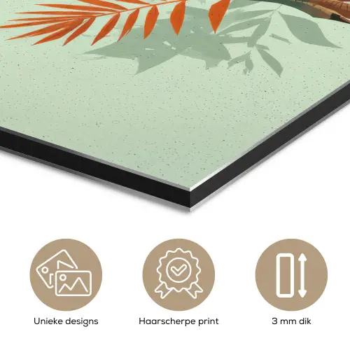 Dino - Bladeren - Grafisch - Groen aluminium wit klein -closeup_NL
