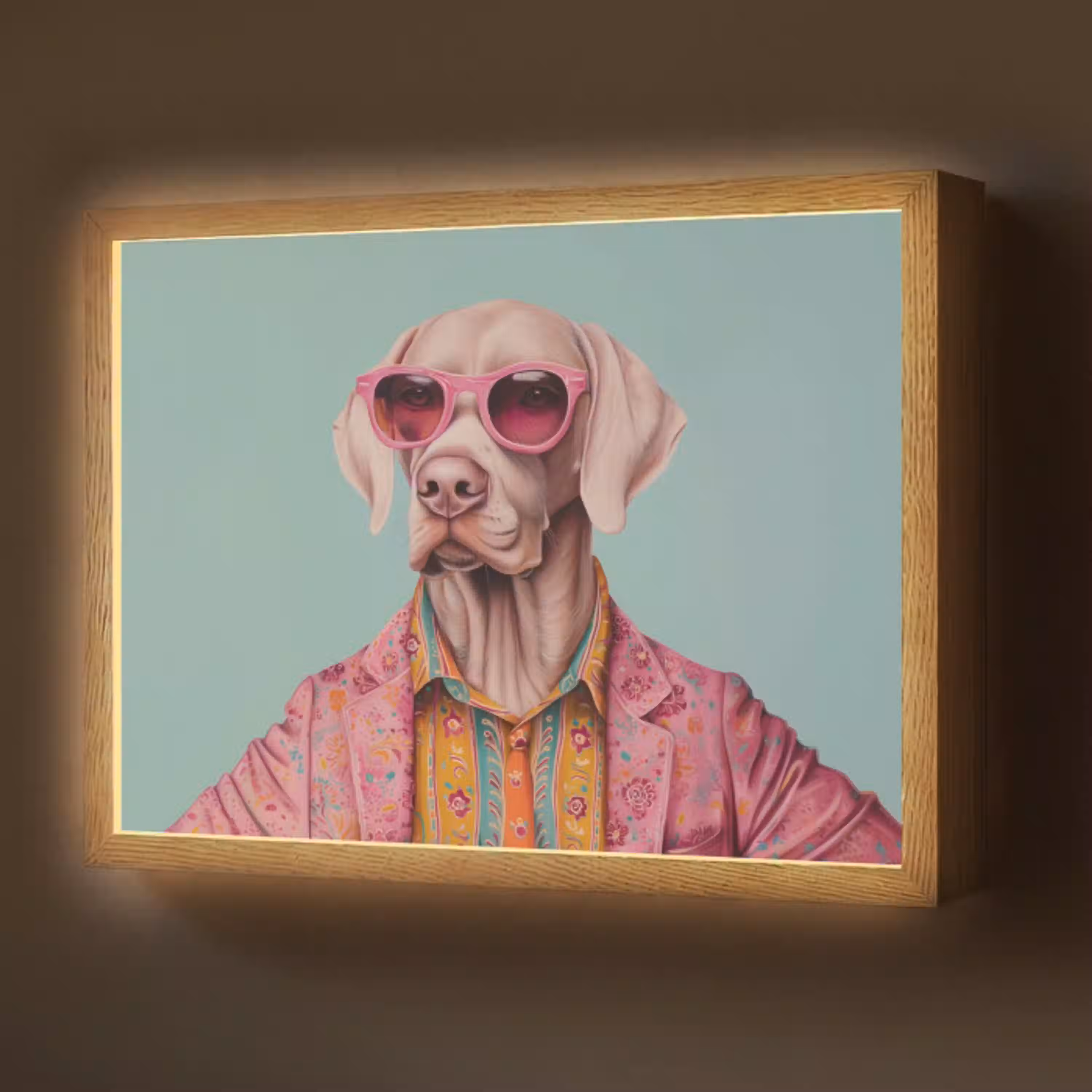 Hond - Overhemd - Bloemen - Bril Light Box met batterij (Wandlamp) middel -z3d_website