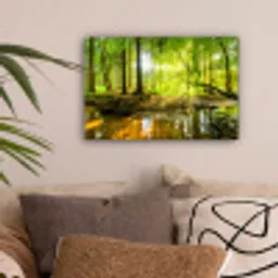 Bos - Landschap - Water - Bomen - Zon - Groen - Natuur canvas 2cm klein -sfeer1