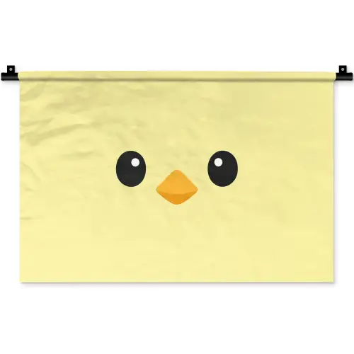 Kuiken - Vrolijk - Geel - Minimalistisch Wandkleed katoen klein -zz3d