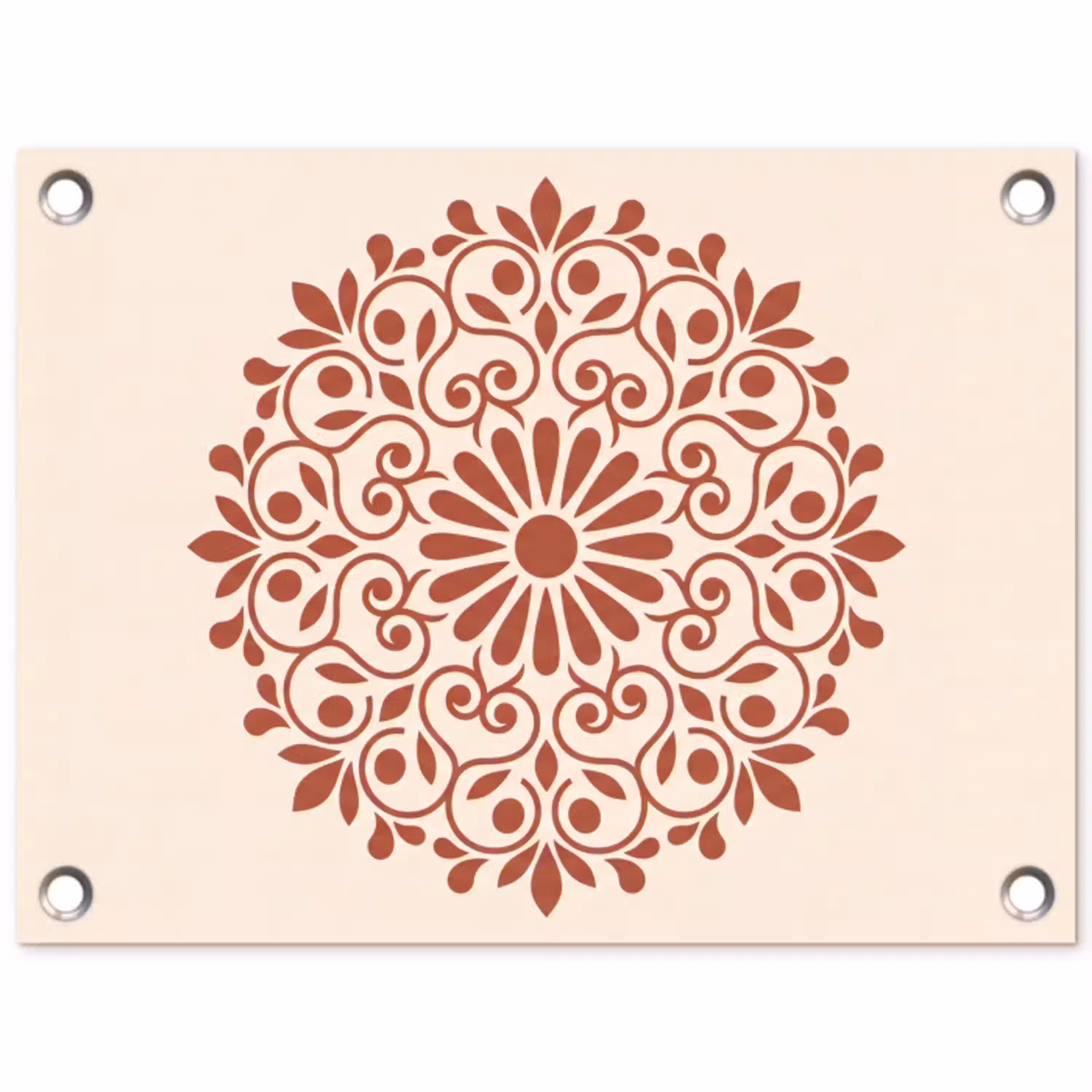 Decoratie - Cirkel - Symmetrisch - Modern - Roodbruin tuinposter los doek klein -3d
