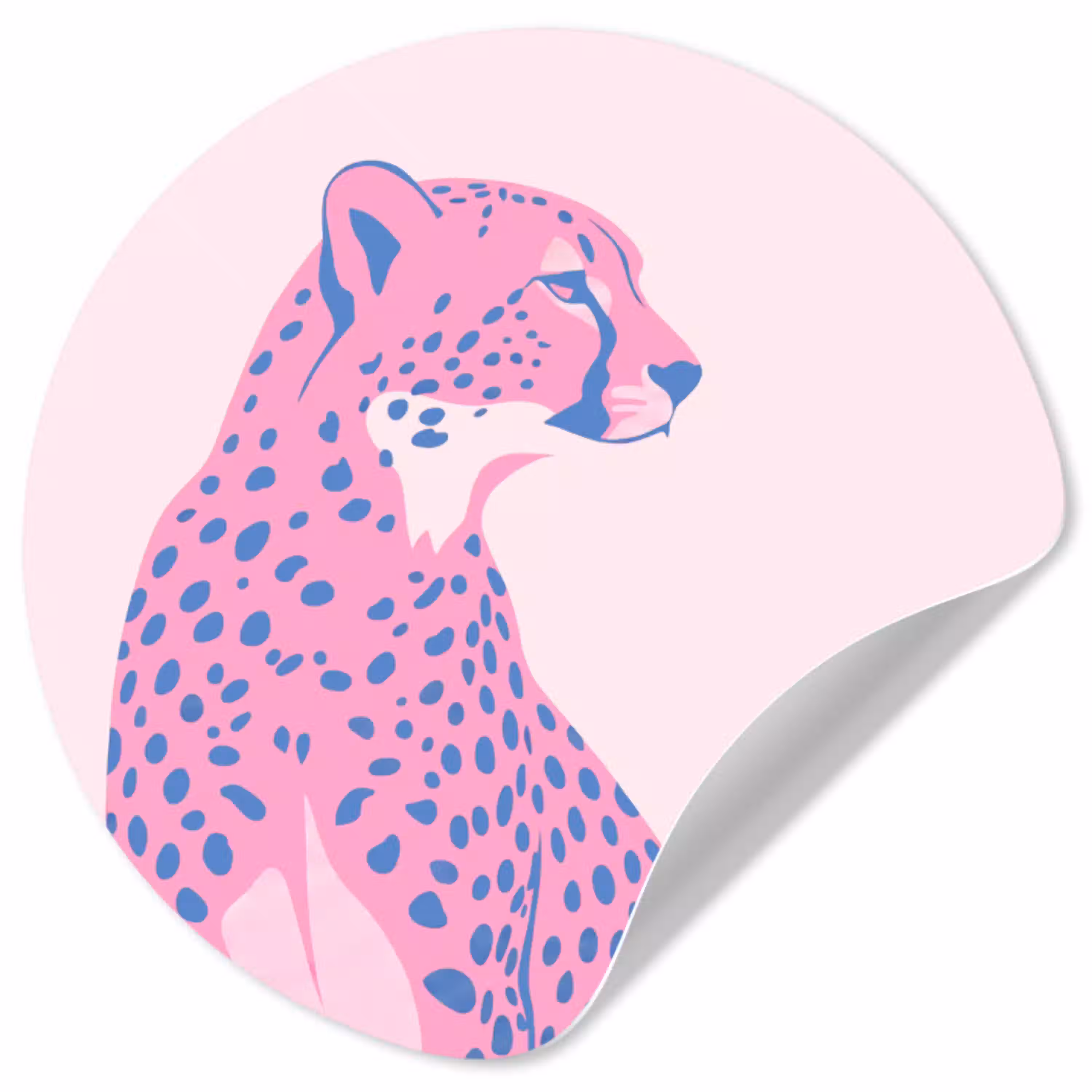 Dieren - Profiel - Abstract - Roze - Blauw Wandcirkel behangsticker klein -3d