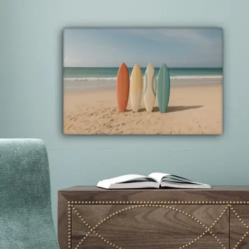 Strand - Surfbord - Pastel canvas 2cm klein -sfeer4