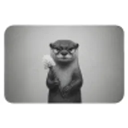 Otter - Wc-borstel - Bril - Zwart - Wit WCmat klein -3d