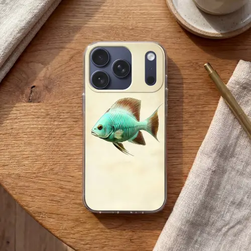 Schubben - Vis - Mint - Minimalistisch Telefoonhoesje iPhone 17 Pro klein -sfeer1