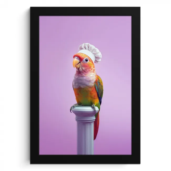 Papegaai - Koksmuts - Pilaar - Vogel KitchenYeah - Keuken - Fotolijst klein -3d