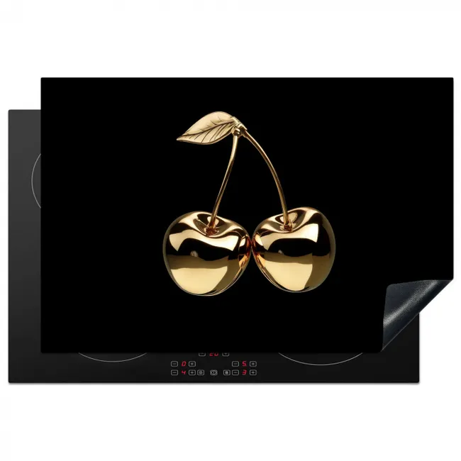 Kersen - Zwart - Goud - Chrome Inductie beschermer vinyl 3mm klein -3d