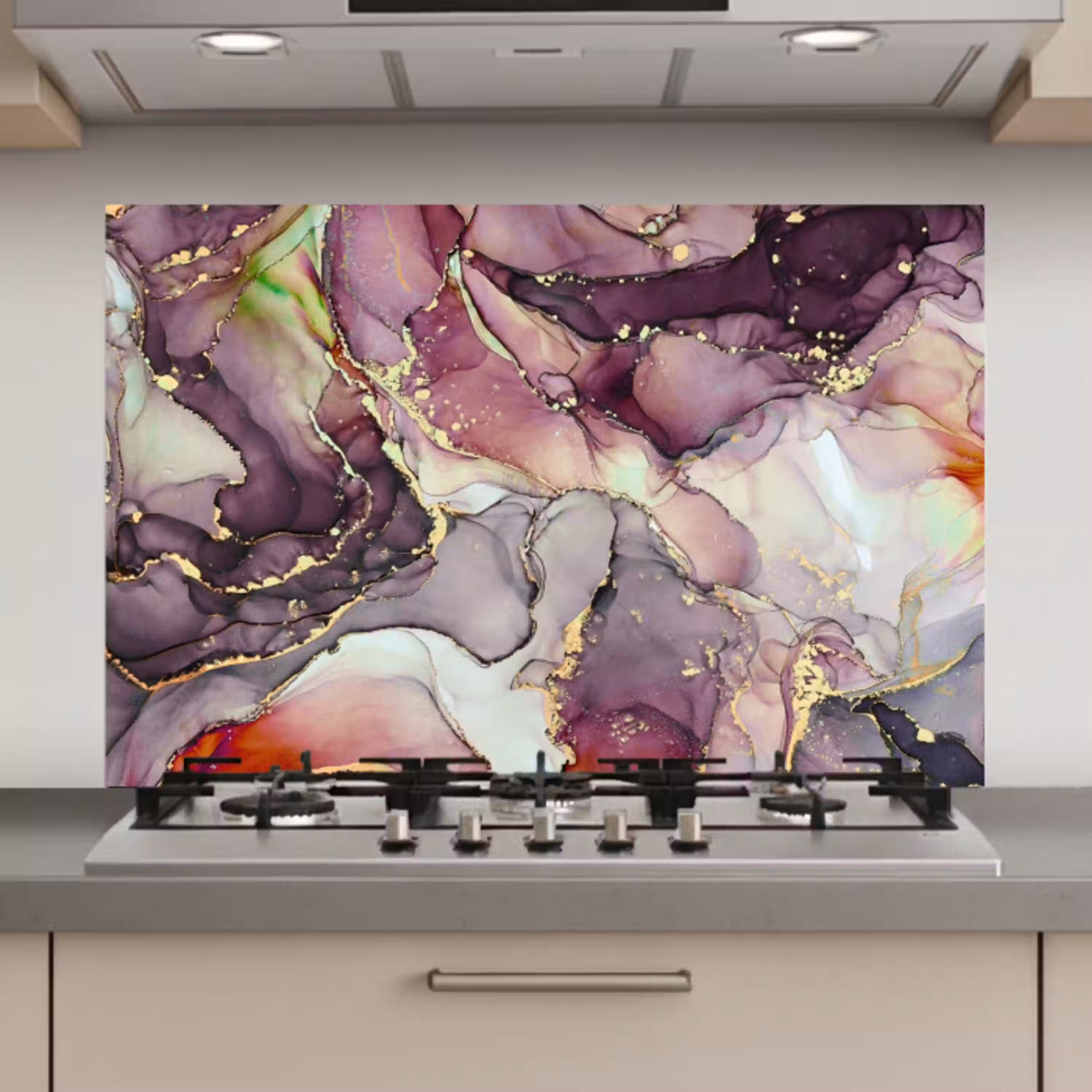 Marmer - Rood - Paars - Goud keuken achterwand spatscherm klein -3d_website