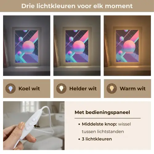 Cirkels - Vlakken - Abstract - Blauw Light Box met kabel (Tafellamp) klein -USP_lichtkleurNL