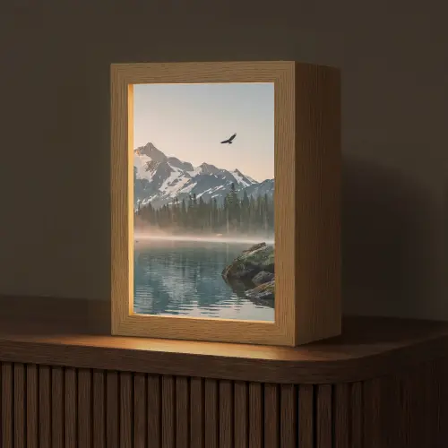 Bergen - Water - Bomen Light Box met kabel (Tafellamp) klein -z3d_website
