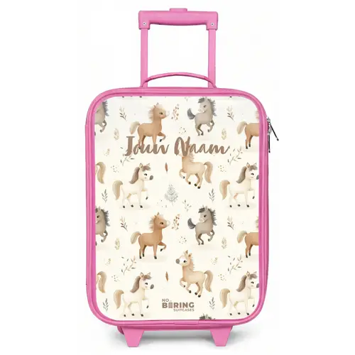 Patroon van veulens in beige en bruin kleuren Kinderkoffer - Roze klein -zz3dotto