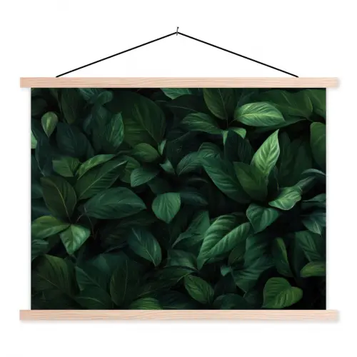 Bladeren - Ovaal - Groen - Nerven textielposter latten blank klein -3d
