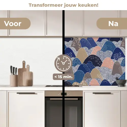 Berg - Pastel - Japans - Patronen keuken achterwand 2 middel 871 -voor-na2_NL